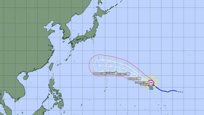 【台風情報】猛烈な台風13号(ドルフィン)　来週には「非常に強い勢力」で小笠原諸島に接近の可能性　最大瞬間風速85メートル予想　進路予想を詳しく　今後の全国の天気を画像で　気象庁　|　山形のニュース│TUYテレビユー山形
