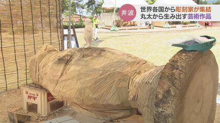 タイ　女神丸太彫刻 タイ 女神丸太彫刻