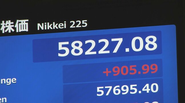 日経平均株価が取引時間中の最高値を更新　一時5万8000円台を回復|TBS NEWS DIG