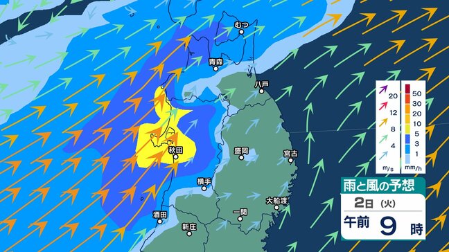 【大雨情報】青森県・津軽で「大雨」の可能性　気象台が2日朝～夜遅くにかけて土砂災害に厳重警戒するよう呼び掛け　24時間の予想降水量　津軽で100ミリ　下北・三八上北で60ミリ【雨風シミュレーション】|TBS NEWS DIG
