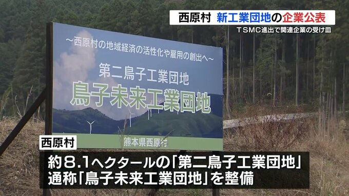 TSMC進出に伴う関連企業の受け皿に  熊本県西原村　新たな工業団地の内定企業を公表　残りは1区画　|　熊本のニュース｜RKK NEWS｜RKK熊本放送