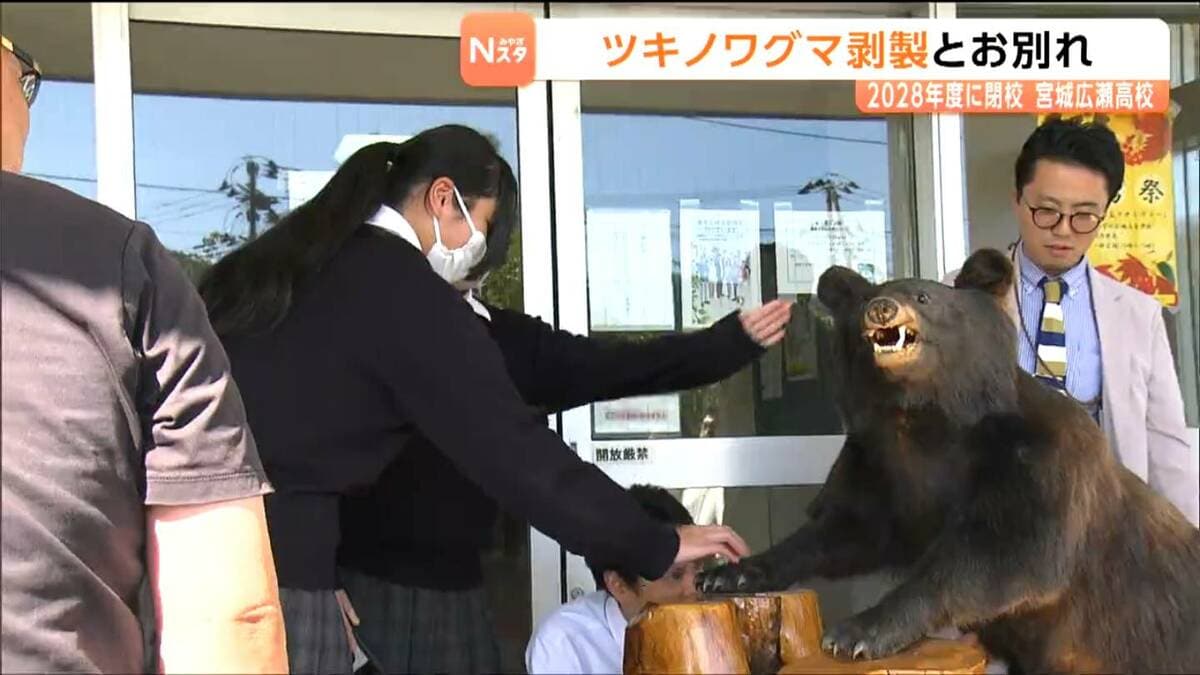 ツキノワグマ剥製　値下げ 怖いと思っていたのに「途中から愛着が湧いて」40年間生徒見守った