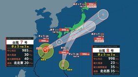 【台風情報】「ダブル台風」27日（土）に相次ぎ東海～関東にかなり接近か　8号先行し7号追いかける　27日（土）は東海道新幹線も運休の可能性　東海地方は予想24時間雨量300ミリの大雨も【雨風シミュレーション・警報級の可能性26日朝～27日夜】|TBS NEWS DIG