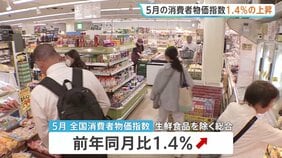 5月の全国消費者物価指数1.4%の上昇 4か月連続の1%台 コメは3年半ぶりのマイナスに|TBS NEWS DIG