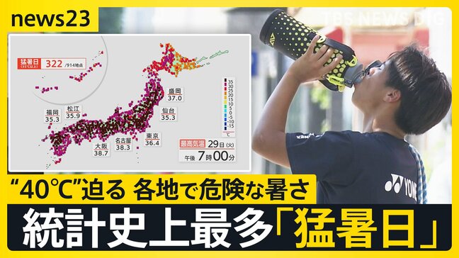 「麻辣湯の中にいるくらい暑い」統計史上最多322地点で猛暑日…ダム貯水率は最低水位0％に 「台風9号」接近…週末には関東に？今後の進路は【news23】|TBS NEWS DIG