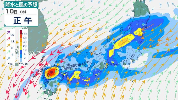 【警報級】四国・近畿・東海の太平洋側で総雨量が激増予想　10日(木)にかけ大雨長期化のおそれ【雨風シミュレーション】　|　長崎のニュース | 天気 | NBC長崎放送