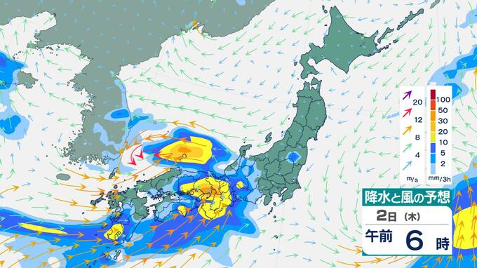 【警報級大雨】1日(水)～3日(金)頃まで梅雨前線が停滞、西から東へ大雨エリア拡大、土砂災害に注意【雨風シミュレーション】|TBS NEWS DIG
