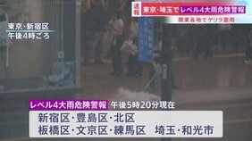 【速報】東京・埼玉で「レベル4大雨危険警報」 練馬区・白子川で危険水位に到達 板橋区で1時間120ミリの猛烈雨　今夜始めにかけて浸水や氾濫に警戒を|TBS NEWS DIG