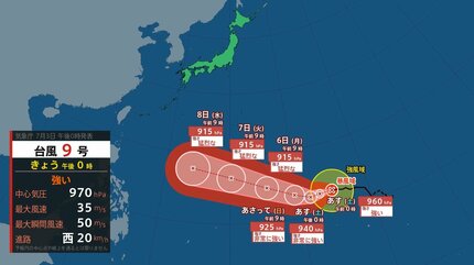 台風情報】今シーズン早くも10号…ダブル台風のうち台風9号は週明けには