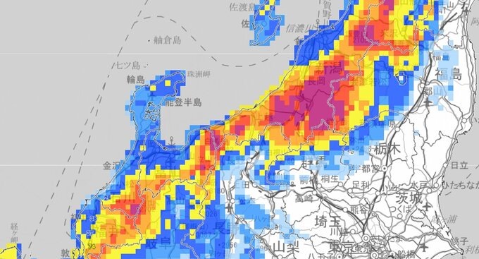 【大雪情報】北陸地方 25日にかけ平地でも積雪急増へ　竜巻など激しい突風に注意…新潟・魚沼市で259センチ、福井・大野市で125センチ（24日午後3時の積雪）【雪と雨のシミュレーション】　|　富山のニュース｜天気・防災｜チューリップテレビ