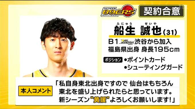 【バスケ89ERS】身長195cm船生誠也選手が新加入「仙台、東北を盛り上げられたら」　|　宮城のニュース│tbc NEWS│tbc東北放送