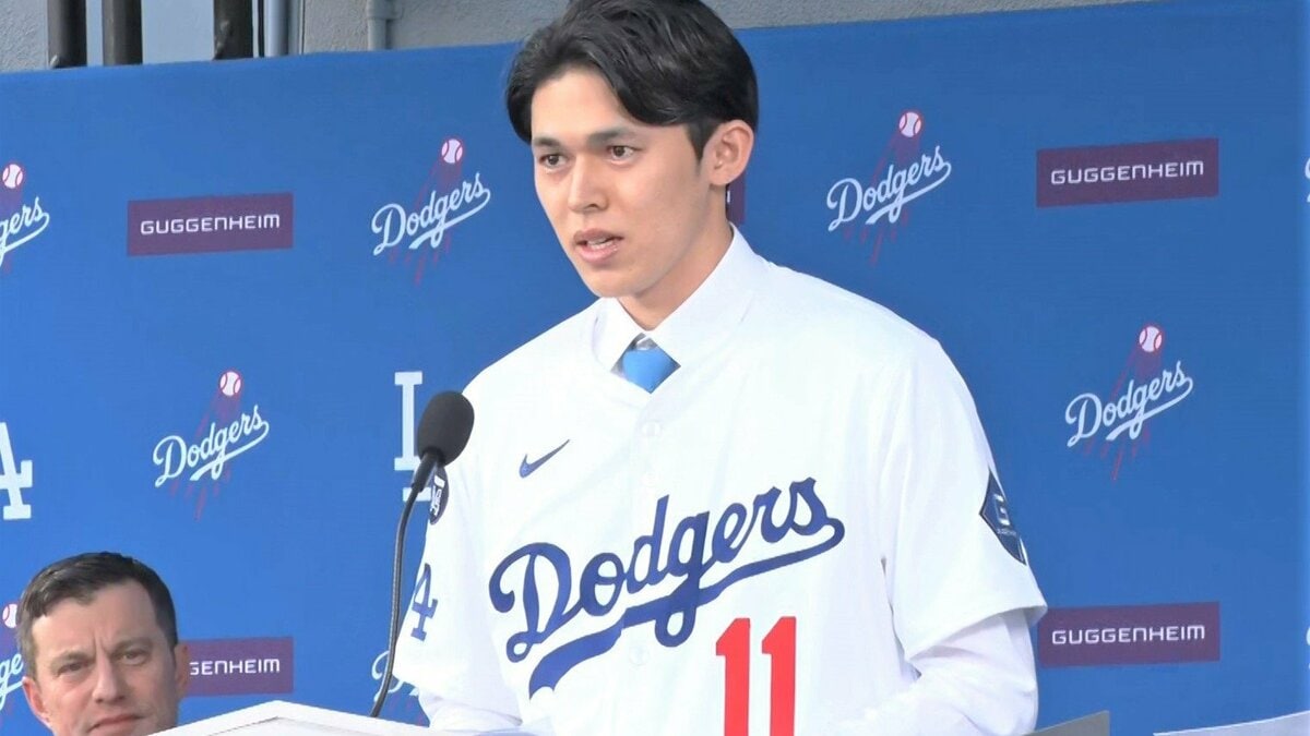 佐々木朗希　87/99 佐々木朗希 ドジャース入団会見！背番号は“11”「自分も被災して苦しい