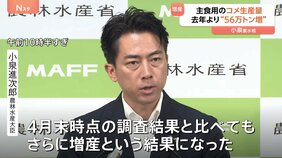 今年のコメ生産量“56万トン増”の見込み 小泉農林水産大臣 生産面積も10万4000ヘクタール増 過去5年間で最大になる見込み|TBS NEWS DIG