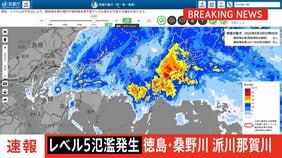 【速報】「レベル5氾濫発生情報」が桑野川・派川那賀川に発表 徳島県阿南市では浸水のおそれ|TBS NEWS DIG
