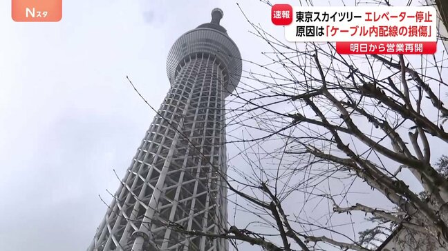 【速報】東京スカイツリー エレベーター緊急停止事故　原因は「ケーブル内配線の損傷」 あすから営業再開　運営会社が会見|TBS NEWS DIG
