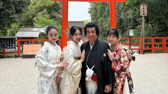 【天翔愛】和装で京都「葵祭」へ　天音・舞衣と三姉妹で美麗そろい踏み　藤岡弘、さんが一般参列者代表として下鴨神社での拝礼のため出席|TBS NEWS DIG