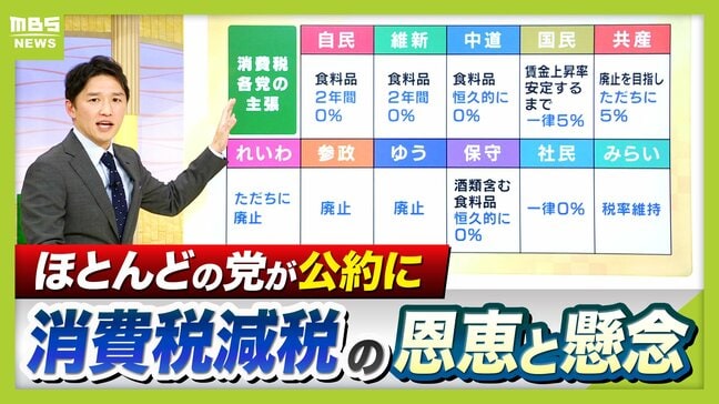 【衆議院選挙】ほとんどの党が「消費税減税」主張　しかし狙いは各党違う？　「食品のみゼロ」「一律減税」「廃止」恩恵ばかりとは限らない、それぞれの懸念点は...【解説】|TBS NEWS DIG