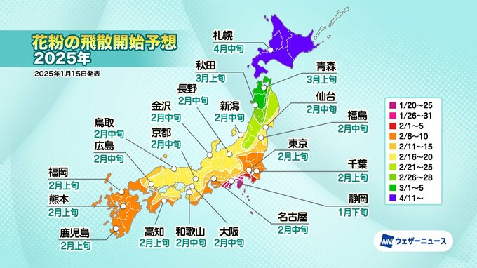 2025年春の花粉はどうなる？花粉の飛散量前年比　茨城243％・石川232％・栃木215％・三重150％【北海道・東北・関東・山梨・北陸・長野・東海エリア別】|TBS NEWS DIG