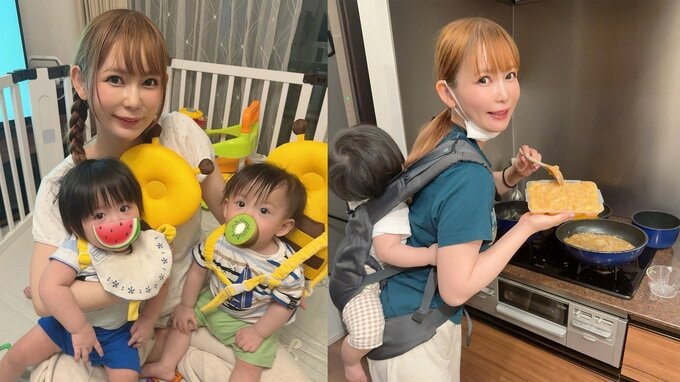 【 中川翔子 】　コンロ3つフル稼働で双子のための大量離乳食ストック完成　「双子すぐなくなってく！」おんぶ紐で奮闘する姿に「尊敬」「同志」の声|TBS NEWS DIG