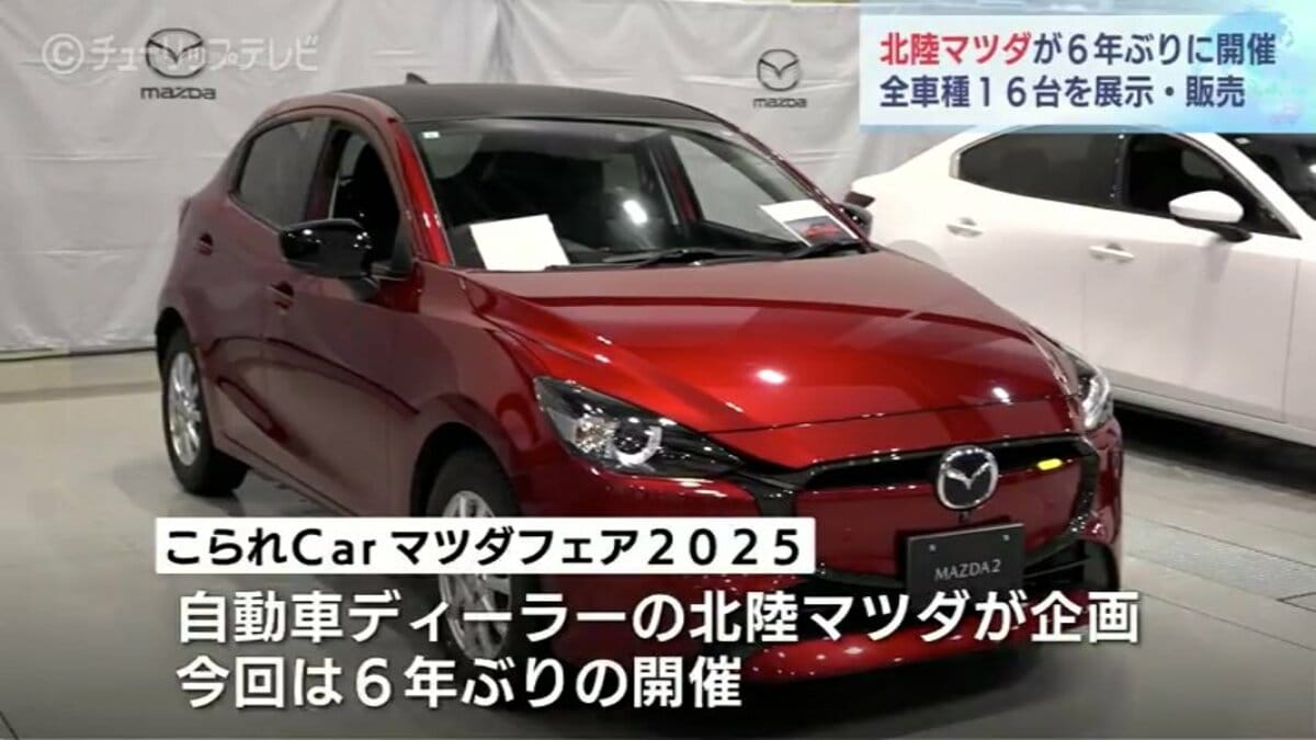 マツダ全車種16台が展示・販売 大勢の家族連れで賑わい 富山 | TBS