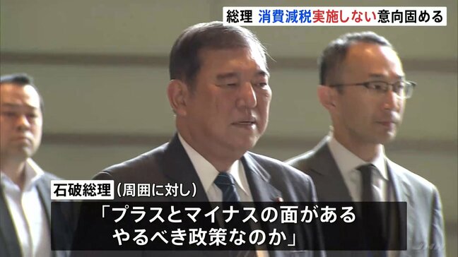 「プラスとマイナスの面がある」“消費税減税” 石破総理が実施しない意向固める　財源問題などから|TBS NEWS DIG