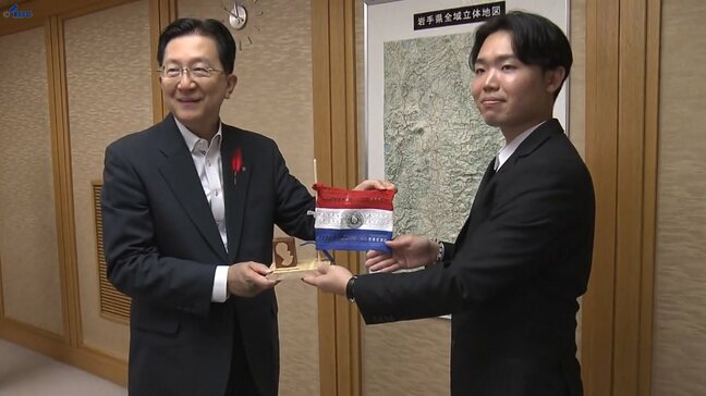 県費留学の制度を利用して岩手県立大学で学ぶ小原響さんが岩手県知事を訪問　研究の状況を報告　盛岡市|TBS NEWS DIG