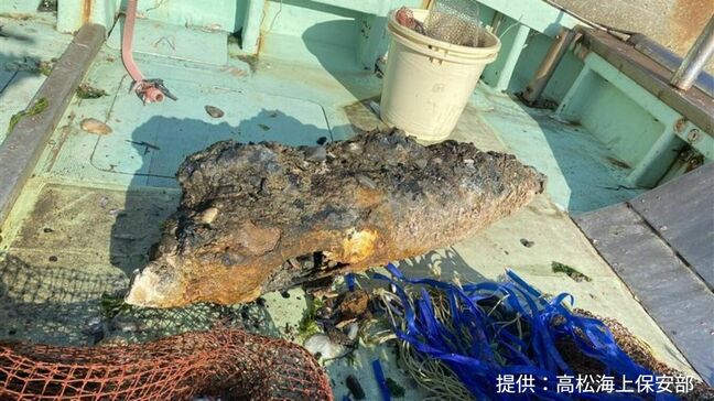 【続報】直島町沖の海中から砲弾らしきものがみつかる　直径30センチ 長さ約1メートル　自衛隊が回収（20日午後6時現在）【香川】|TBS NEWS DIG