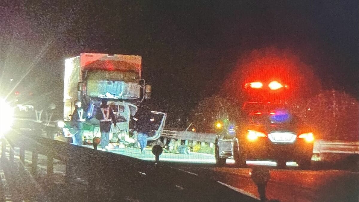 夜の国道20号 大型トラックと正面衝突 軽トラックの運転手が死亡 現場