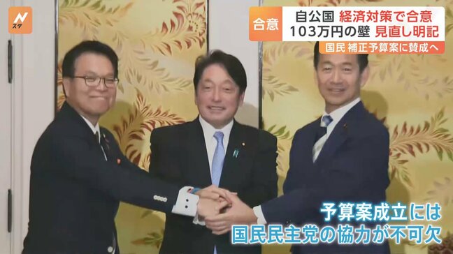 「103万円の壁」見直し明記　国民民主党と自民・公明が経済対策に合意　本格的な協議がスタート|TBS NEWS DIG