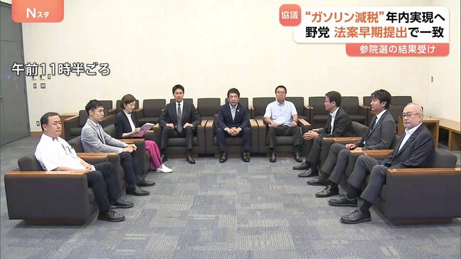 野党8党 年内の“ガソリン減税”目指す方針 ガソリン税の暫定税率を廃止する法案 早期提出で一致 野党の政策責任者が会談|TBS NEWS DIG