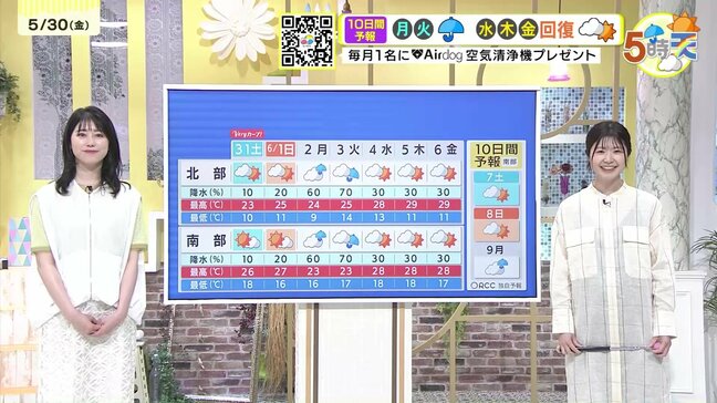 【5/31･6/1（土日）広島天気】晴れて行楽日和　湿度が低くカラッとした暑さに　梅雨入りはいつ頃？　この時期にぴったりな曲も|TBS NEWS DIG