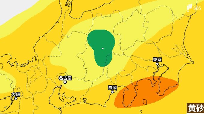 「大雨のち黄砂」非常に激しい雨の所も…黄砂は全国へ　東京や静岡、名古屋の飛散状況は【予想シミュレーション】|TBS NEWS DIG