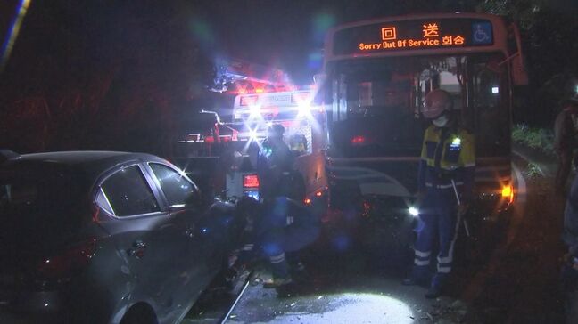 路線バスと乗用車が正面衝突、乗客ら5人けが バス運転手「車が対向車線にはみ出してきた」 大分|TBS NEWS DIG