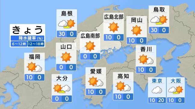 【きょう4/24(木)広島天気】1日雲が少なくよく晴れる　内陸や北部で夏日に　暑さ対策を|TBS NEWS DIG
