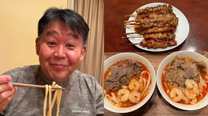 【 花田虎上 】 「牛肉とエビをたくさん入れました」　豪華「ユッケジャンうどん」堪能　娘・桃果さんも1.5人前を完食|TBS NEWS DIG