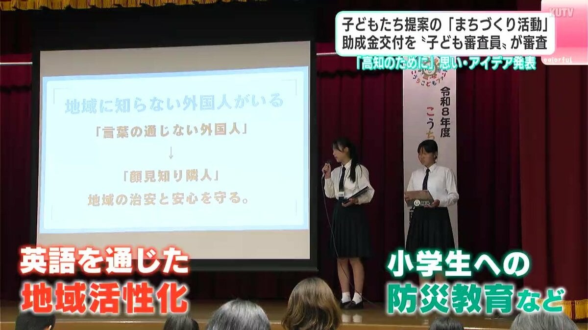 「高知のために」思い・アイデア発表　子どもたち提案の「まちづくり活動」助成金交付を“子ども審査員”が審査