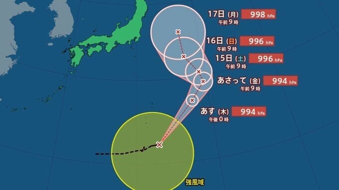 【台風情報】大型の台風17号（ナンカー）17日に関東や東日本に接近か　お盆休み明けは注意　台風15号は12日午前、熱帯低気圧に《雨風最新シミュレーションと全国週間予報》|TBS NEWS DIG
