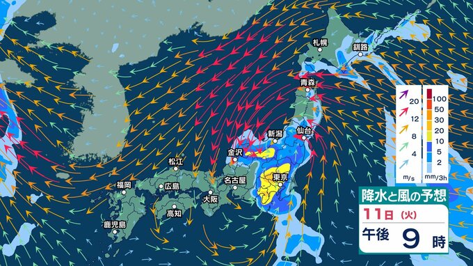 【 今後の雨 】10日(月)も急な強い雨や雷雨に注意　台風15号は11日(火・祝)に東北へかなり接近　大雨や強風のおそれ【15日(土)午前3時までの雨風シミュレーション・9日午後10時更新】|TBS NEWS DIG