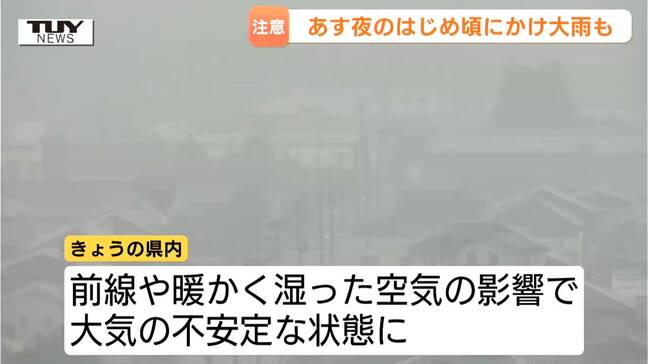 大雨で"雨が柱のように"…山形県内あす夜にかけ大雨となるところもある見込み 低い土地の浸水や土砂災害に注意|TBS NEWS DIG