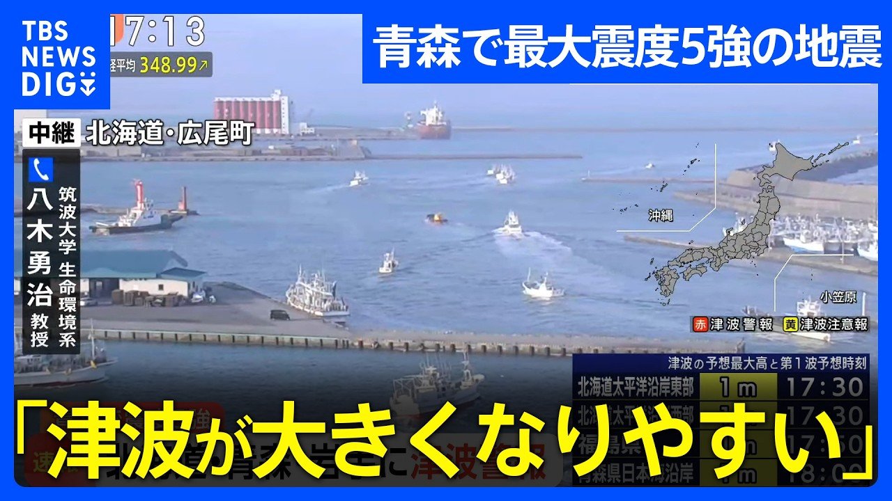 北海道・青森・岩手に津波警報】筑波大学・生命環境系 八木勇治教授