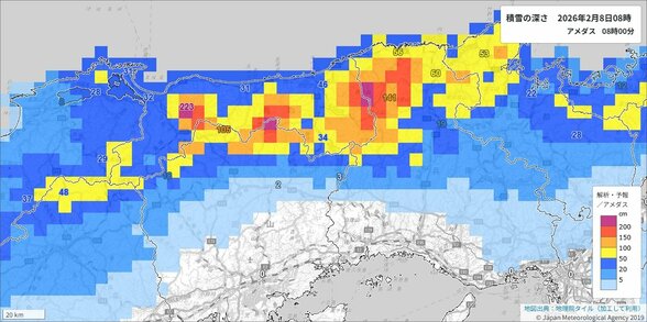 【大雪情報】中国地方　山陰では8日夜のはじめ頃にかけて雪が強く降る見込み　大雪に厳重に警戒し、不要不急の外出は控えて【雪と雨のシミュレーション】　|　富山のニュース｜天気・防災｜チューリップテレビ