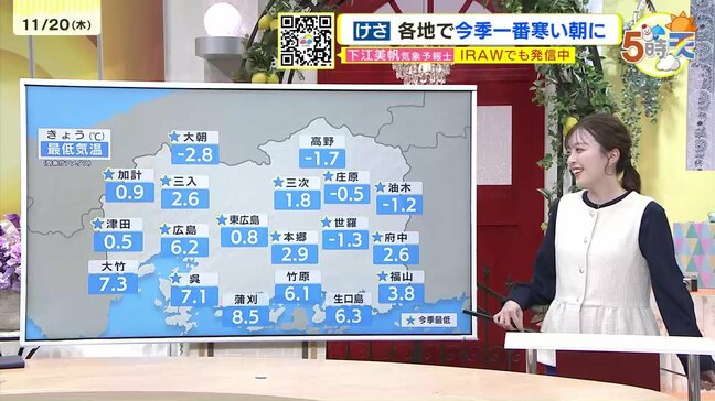 【あす11/21(金)広島天気 】おおむね晴れる　日中は日差しが暖かく過ごしやすい|TBS NEWS DIG