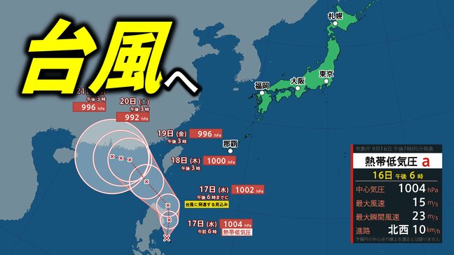 【台風情報】日本の南に台風のたまご＝熱帯低気圧が発生　今後、台風へ発達見込み【予想進路・雨と風のシミュレーション】|TBS NEWS DIG