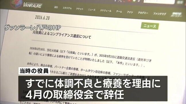 サッカーJ2ヴァンラーレ八戸の元役員が酒気帯び運転の疑いで警察に摘発 青森県|TBS NEWS DIG