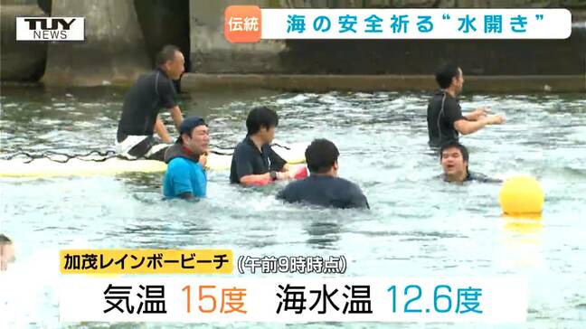 寒さに耐え元気よく泳ぐ！ 県立加茂水産高校で伝統の「水開き」　海での実習の安全を祈る（山形）|TBS NEWS DIG
