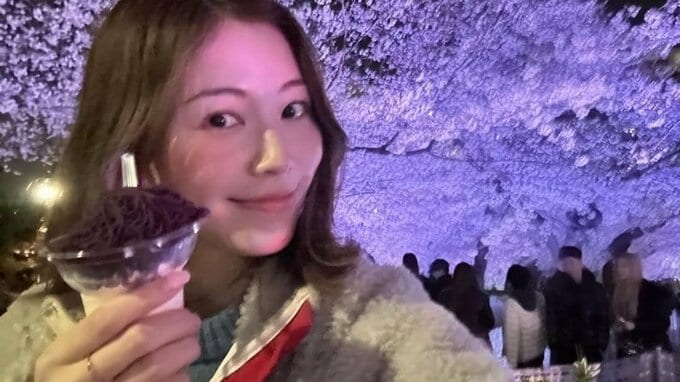 【松井珠理奈】夜桜を堪能「完全に花より団子」紫芋スイーツ片手にご満悦　元気をアピール「ご安心を」|TBS NEWS DIG