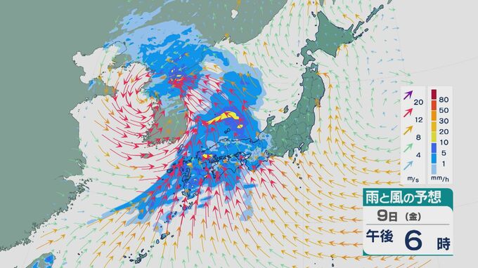 日本海を進む低気圧に“かなり暖かく湿った空気”が流れ込み9日(金)から10日(土)にかけて西日本から東日本では大雨のところも 雨と風シミュレーション　|　石川県のニュース｜MRO北陸放送
