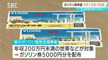生活困窮世帯を対象に配布の「ガソリン券」 長野県が申請期限を9月1日