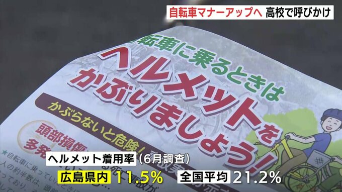 「なるべく被害を軽減するためにヘルメットを着用してほしい」広島国泰寺高校で自転車マナーアップキャンペーン|TBS NEWS DIG