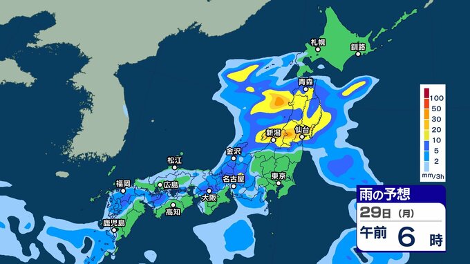 【大雨情報】あす29日は東北や北陸では“バケツをひっくり返したような”激しい雷雨となり大雨の恐れ　北日本～西日本で落雷や急な強い雨に注意【3時間ごとの雨シミュレーション・28日正午更新】　|　新潟のニュース・天気｜BSN NEWS｜BSN新潟放送